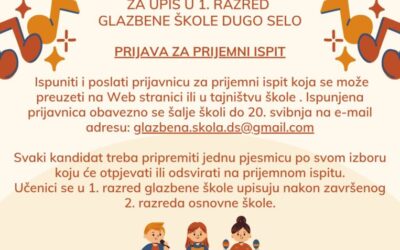 UPISI U PRVI RAZRED GLAZBENE ŠKOLE